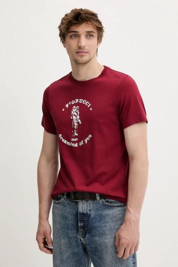 Bavlnené tričko Fiorucci Burgundy Dreaming of You Regular Fit T-Shirt pánske, bordová farba, s potlačou, M02SMTSH323CJ01RD03
