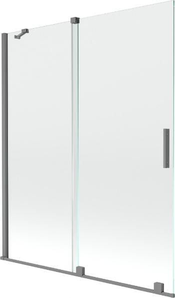 MEXEN/S - Velár dvojkrídlová posuvná vaňová zástena 140 x 150, transparent, grafit metal 896-140-000-01-95