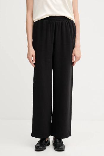 Nohavice Calvin Klein Jeans čierna farba, rovný strih, vysoký pás, LV047C636G