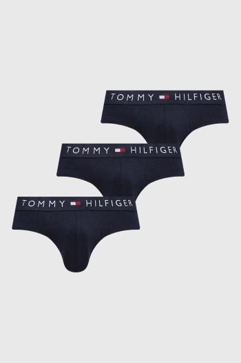 Slipy Tommy Hilfiger 3-pak pánske, tmavomodrá farba, UM0UM03182