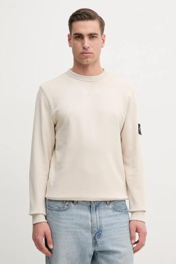 Bavlnená mikina Calvin Klein Jeans pánska, béžová farba, jednofarebná, J30J323426