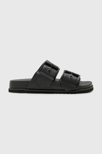 Kožené šľapky AllSaints Sian Sandal dámske, čierna farba, W034FC