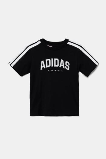Detské bavlnené tričko adidas čierna farba, s potlačou, JL6139
