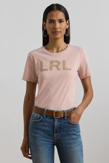 Bavlnené tričko Lauren Ralph Lauren dámske, oranžová farba, 200963950
