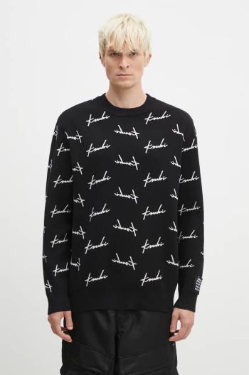 Sveter KSUBI Skript Knit pánsky, čierna farba, MFA24KW003