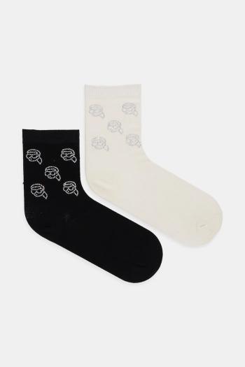 Ponožky Karl Lagerfeld 2-pak dámske, čierna farba, A1W47103