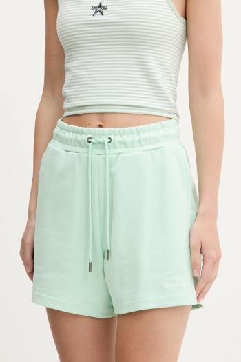 Bavlnené šortky Guess Jeans dámske, zelená farba, jednofarebné, vysoký pás, W5GD0O K68I4