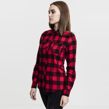 Dámska košeľa Urban Classics Ladies Turnup Checked Flanell Shirt blk/red - M