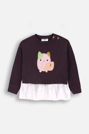 Tričko s dlhým rukávom pre bábätká Coccodrillo fialová farba, PASTELOVE GIRL NEWBORN