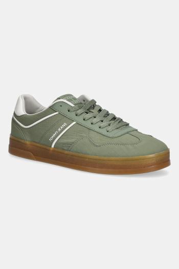 Tenisky Tommy Jeans THE GREENWICH MIX MEDIA zelená farba, EM0EM01586