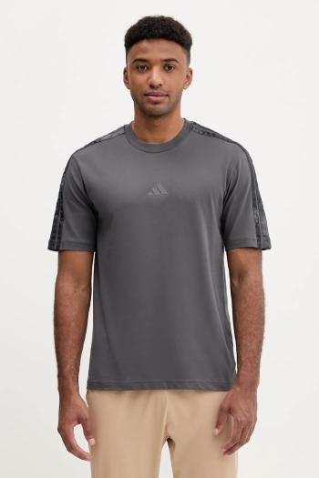 Bavlnené tričko adidas AOP Colourblock T-Shirt pánske, šedá farba, jednofarebné, JM9203