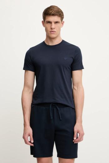 Bavlnené tričko Emporio Armani Underwear pánske, tmavomodrá farba, jednofarebné, EM000377 AF14210
