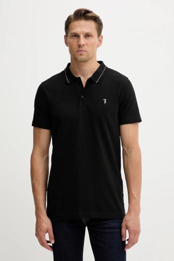 Bavlnené polo tričko Trussardi čierna farba, jednofarebné, G5018000026N