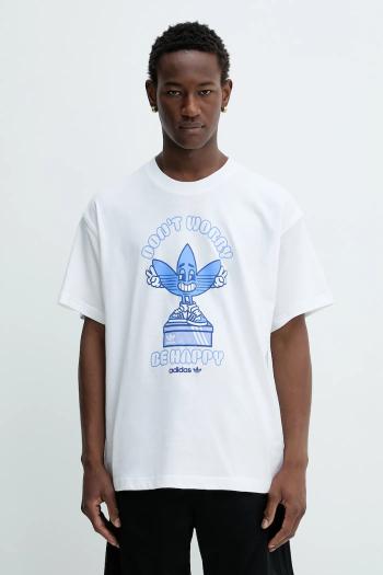 Bavlnené tričko adidas Originals Smile Treffy Graphic pánske, biela farba, s potlačou, KT2971