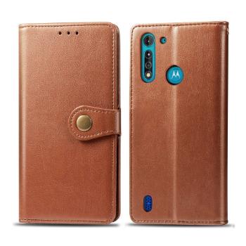 LEATHER BUCKLE Peňaženkový obal Motorola Moto G8 Power Lite hnedý