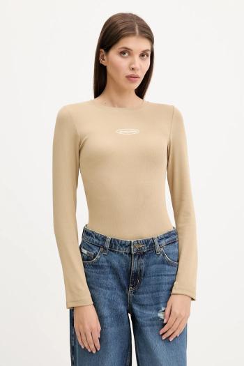 Tričko s dlhým rukávom Guess Jeans béžová farba, W5YP38 KA0H1