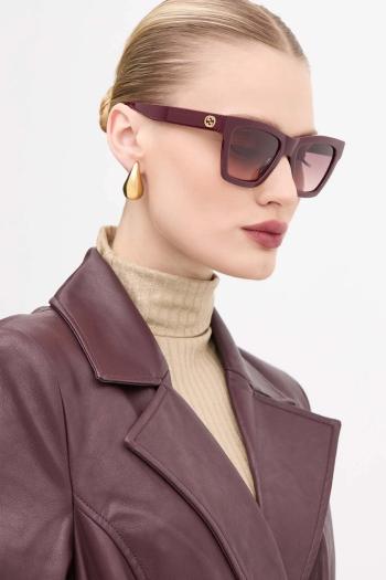 Slnečné okuliare Gucci dámske, bordová farba, GG1714S
