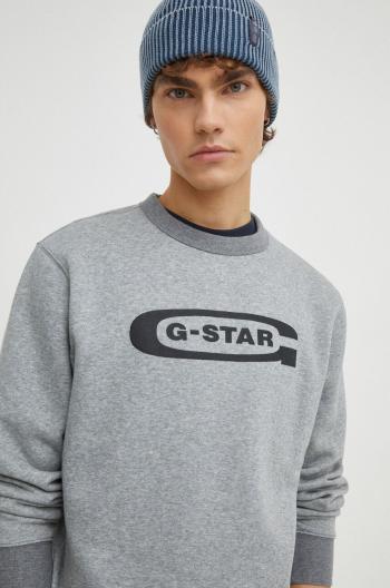 Mikina G-Star Raw pánska, šedá farba, s potlačou