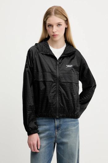 Bunda Tommy Jeans čierna farba, prechodná, oversize, DW0DW20952
