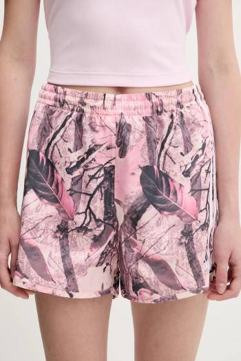 Šortky adidas Originals Satin Shorts ružová farba, vzorované, vysoký pás, KC8808