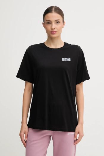 Bavlnené tričko EA7 Emporio Armani dámske, čierna farba, AF12503.7W000407