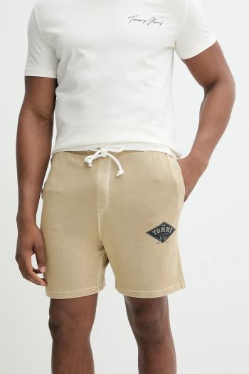 Bavlnené šortky Tommy Jeans pánske, béžová farba, DM0DM20936