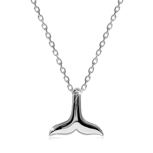 Náhrdelník zo striebra 925 - prívesok s motívom veľrybej plutvy, retiazka z oválnych očiek