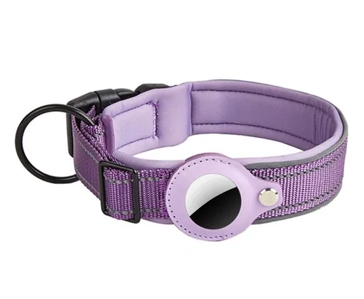 PROTEMIO GLOWY PAW Reflexný obojok pre Apple AirTag VEĽKOSŤ: S - fialový