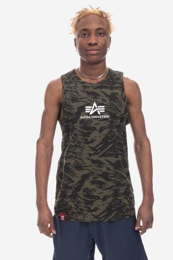 Bavlnené tričko Alpha Industries Basic Tank Camo 126566C.634-green, zelená farba