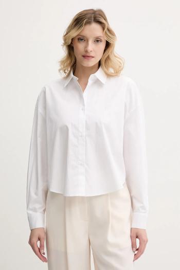 Bavlnená košeľa Armani Exchange biela farba, voľný strih, s klasickým golierom, XW001180 AF12812