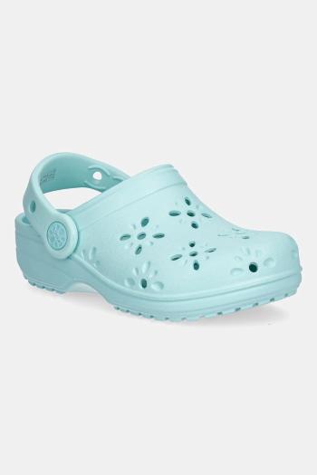 Šľapky Crocs CLASSIC FLORAL CUT OUT CLOG KIDS tyrkysová farba, 210943