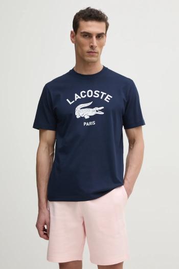 Bavlnené tričko Lacoste pánske, tmavomodrá farba, s potlačou, TH2733