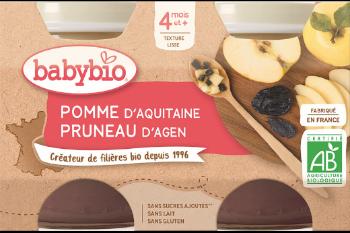 BABYBIO ovocný príkrm jablko, slivka 2 x 130 g