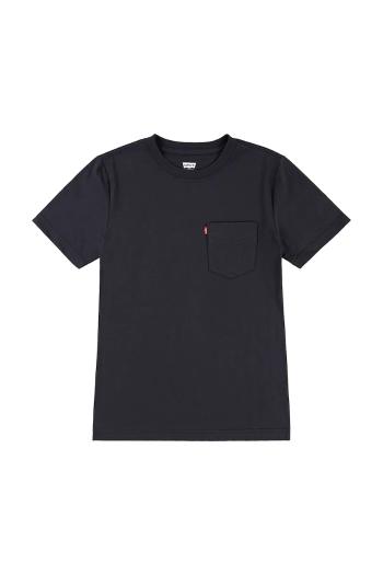 Detské bavlnené tričko Levi's SUNSET POCKET TEE čierna farba, jednofarebné, 9EM359