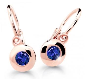 Cutie Jewellery Detské náušnice z ružového zlata C2589-10-X-4 modrá