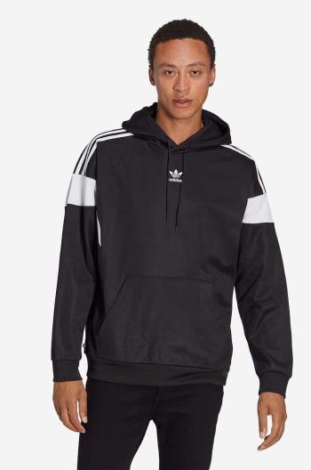 Mikina adidas Originals Adicolor Classics Cut Line Hoodie HS2065-black, pánska, čierna farba, s kapucňou, vzorovaná