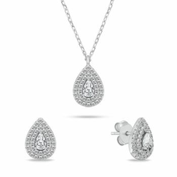 Brilio Silver Strieborný set šperkov so zirkónmi Tear Drop SET284W (náhrdelník, náušnice)