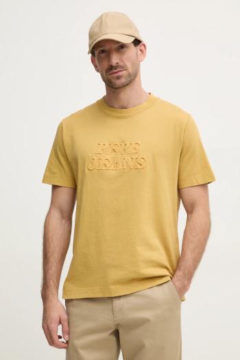 Bavlnené tričko Pepe Jeans DARIUS TEE pánske, žltá farba, s nášivkou, PM509723