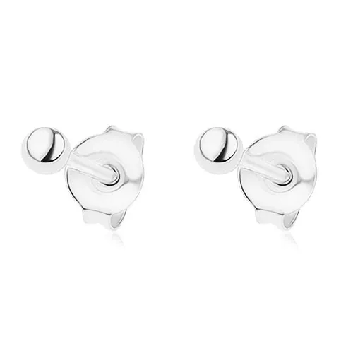 Náušnice zo striebra 925, drobná lesklá guľôčka, puzetky, 2,5 mm