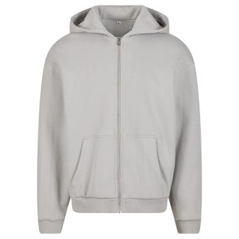 Build Your Brand Hebká pánska mikina na zips Fluffy - Svetlá asfaltová | XXXL