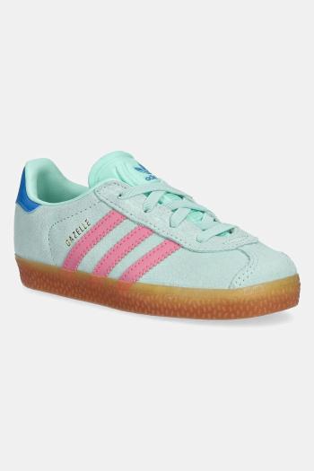 Detské semišové tenisky adidas Originals GAZELLE tyrkysová farba, JP7135