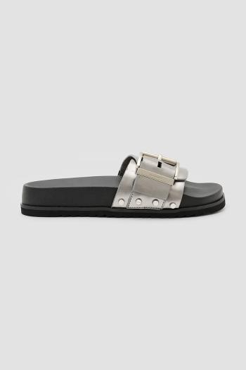 Šľapky AllSaints Ellie Stud Slider dámske, strieborná farba, W039FC