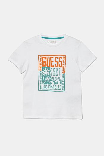 Detské bavlnené tričko Guess biela farba, s potlačou, N5GI16 K8HM4