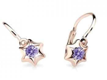 Cutie Jewellery Detské náušnice z ružového zlata C2159-10-X-4 fialová