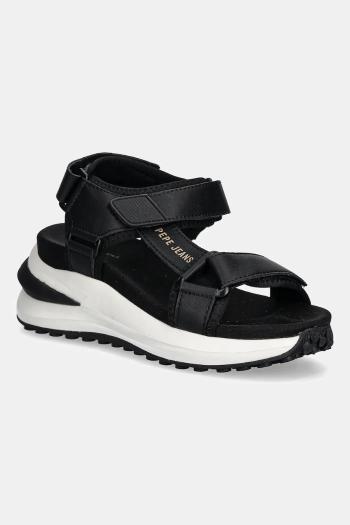 Kožené sandále Pepe Jeans WINSLOVE ACTION čierna farba, na platforme, PLS90707