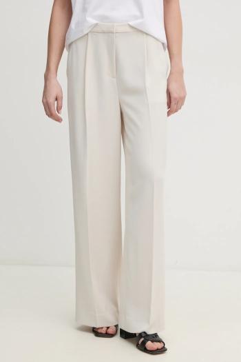Nohavice Calvin Klein dámske, béžová farba, široké, vysoký pás, K20K208214