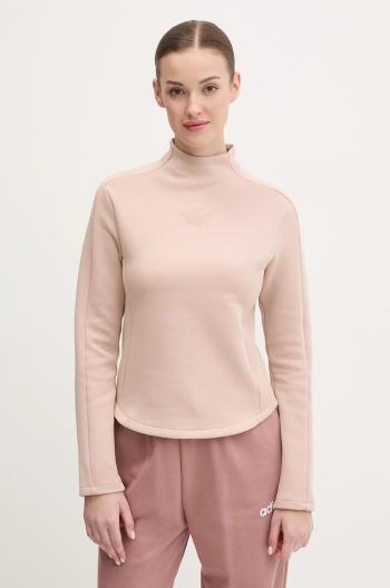 Mikina adidas Originals INTERLOCK LS dámska, béžová farba, jednofarebná, JJ0938