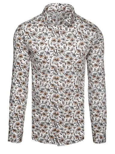 Košeľa pánska biela s kvetmi Dstreet DX2667