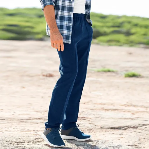 Moltonové voľnočasové rovné nohavice s pružným pásom