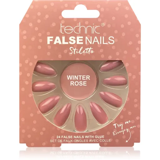 Technic Cosmetics False Nails Stiletto umelé nechty Winter Rose 24 ks